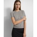 Theory Short-Sleeve Sweater in Feather Cashmere