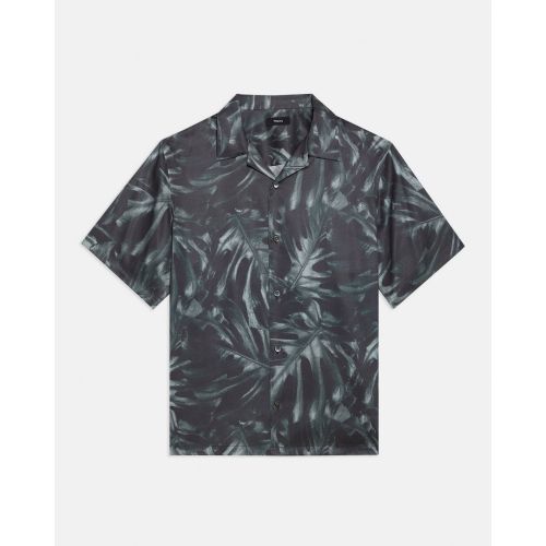 띠어리 Theory Noll Short-Sleeve Shirt in Palm Print Lyocell