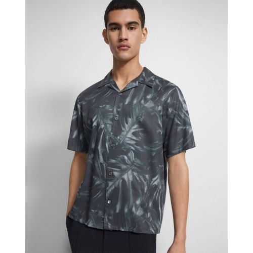 띠어리 Theory Noll Short-Sleeve Shirt in Palm Print Lyocell