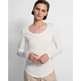 Theory Tiny Long-Sleeve Scoop Tee in Organic Cotton