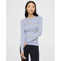 Theory Striped Rib Knit Top in Washable Silk