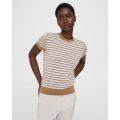 Theory Striped Short-Sleeve Sweater in Regal Wool