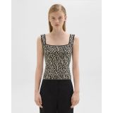 Leopard Jacquard Sweater Shell in Cotton Blend