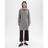 Car Coat in Checked Stretch Wool