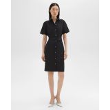 Belted Shirt Dress in Stretch Wool
