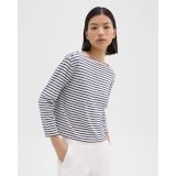 Boat Neck Tee in Striped Cotton Jersey