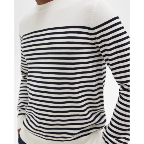 띠어리 Striped Crewneck Sweater in Merino Wool
