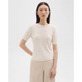 Short-Sleeve Sweater in Cable Knit Linen
