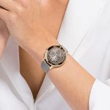 Swarovski Octea Lux Chrono watch, Swiss Made, Leather strap, Gray, Rose gold-tone finish
