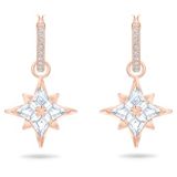 Swarovski Symbolic drop earrings, Star, White, Rose gold-tone plated