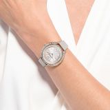 Swarovski Crystalline Aura watch, Swiss Made, Leather strap, Gray, Rose gold-tone finish