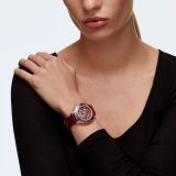 Swarovski Octea Lux Chrono watch, Swiss Made, Leather strap, Red, Rose gold-tone finish