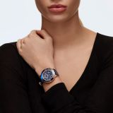 Swarovski Octea Lux Chrono watch, Swiss Made, Leather strap, Blue, Rose gold-tone finish