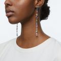Swarovski Gema drop earrings, Asymmetrical design, Mixed cuts, Extra long, Multicolored, Rhodium plated