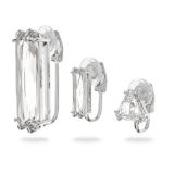 Swarovski Mesmera clip earring, Set (3), Asymmetrical design, White, Rhodium plated