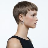 Swarovski Millenia hoop earrings, Octagon cut, White, Rhodium plated