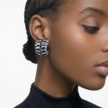 Swarovski Hyperbola clip earrings, Mixed cuts, Black, Rhodium plated