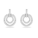 Swarovski Circle hoop earrings, Round shape, White, Rhodium plated