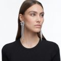 Swarovski Stella clip earrings, Shooting star, White, Rhodium plated