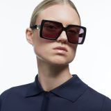 Swarovski Sunglasses, Oversized, Square shape, SK0351 01A, Black