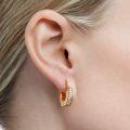 Swarovski Dextera hoop earrings, Octagon shape, Small, White, Gold-tone plated