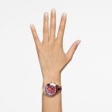Swarovski Octea Lux Sport watch, Swiss Made, Metal bracelet, Red, Rose gold-tone finish