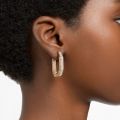 Swarovski Dextera hoop earrings, Octagon shape, Medium, White, Gold-tone plated