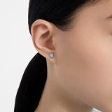Swarovski Stilla stud earrings, Baguette cut, Blue, Rhodium plated