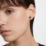 Swarovski Millenia stud earrings, Square cut, Black, Ruthenium plated