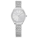 Swarovski Attract watch, Swiss Made, Full pave, Metal bracelet, Silver tone, Stainless steel