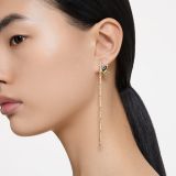 Swarovski Dellium drop earrings, Asymmetrical design, Bamboo, Green, Gold-tone plated