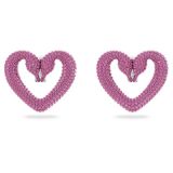 Swarovski Una clip earrings, Heart, Large, Pink, Rhodium plated