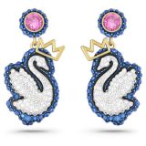 Swarovski Pop Swan drop earrings, Swan, Blue, Gold-tone plated