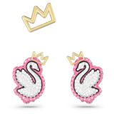 Swarovski Pop Swan stud earrings, Set (3), Swan, Pink, Gold-tone plated