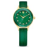 Swarovski Octea Nova watch, Swiss Made, Leather strap, Green, Gold-tone finish