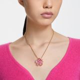 Swarovski Florere necklace, Flower, Pink, Gold-tone plated
