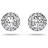 Swarovski Signature stud earrings, Diamond TCW 0.75 carat, Center Stone 0.30 carat each, 14K white gold