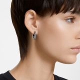 Swarovski Dextera hoop earrings, Octagon shape, Small, Black, Ruthenium plated