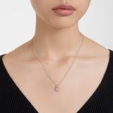 Swarovski Birthstone pendant, Square cut, October, Pink, Rhodium plated