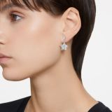 Swarovski Stella drop earrings, Kite cut, Star, White, Rhodium plated