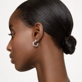 Swarovski Matrix hoop earrings, Heart, Small, White, Rhodium plated