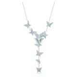 Swarovski Lilia Y necklace, Butterfly, Blue, Rhodium plated