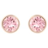 Swarovski Solitaire stud earrings, Round cut, Pink, Rose gold-tone plated