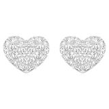 Swarovski Heart stud earrings, Heart, White, Rhodium plated
