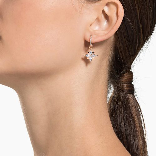 스와로브스키 Swarovski Symbolic drop earrings, Star, White, Rose gold-tone plated