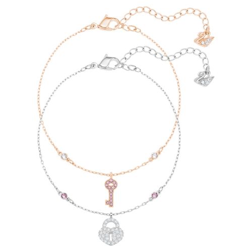 스와로브스키 Swarovski Crystal Wishes bracelet, Set (2), Lock, Pink, Mixed metal finish