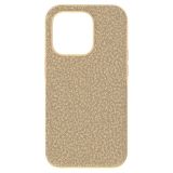 Swarovski High smartphone case, iPhone 14 Pro, Gold tone