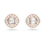 Swarovski Angelic Square stud earrings, Square cut, White, Rose gold-tone plated