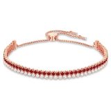Swarovski Subtle bracelet, Red, Rose gold-tone plated