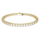 Swarovski Matrix Tennis bracelet, Round cut, Small, White, Gold-tone plated